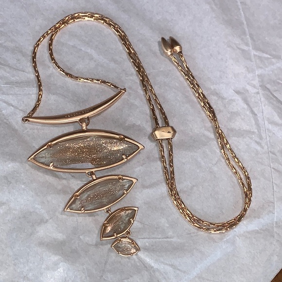 EUC Kendra Scott Morris Gold Dust long rose gold necklace slide adjuster - Picture 6 of 9